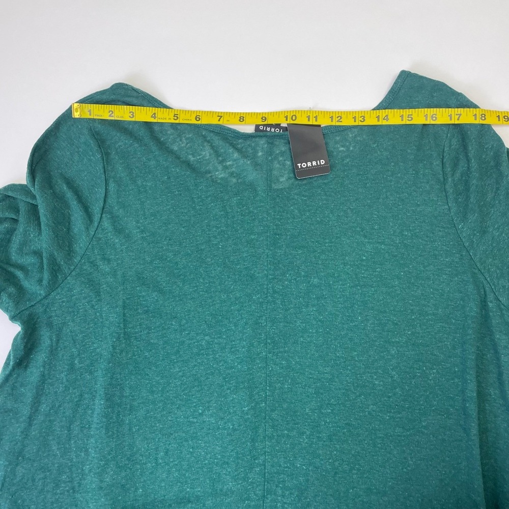 NEW Torrid Green Linen Blend Drop Shoulder Hi-Low Tunic Top 3 3X 22-24 - Picture 15 of 15